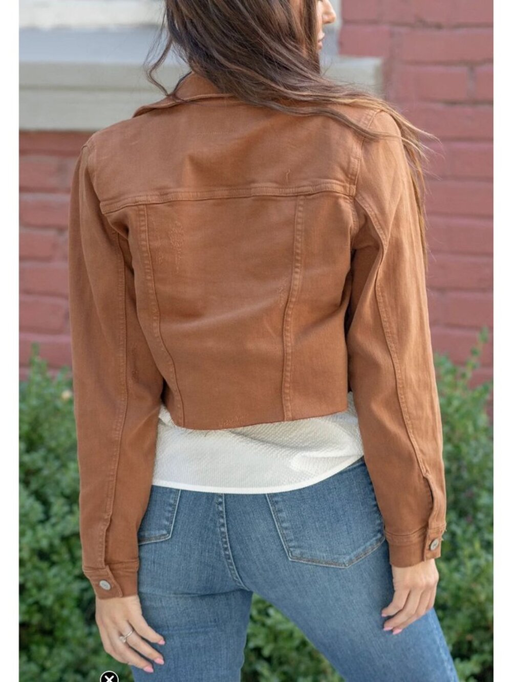 Judy Blue Garment Dyed Grinding Cropped Denim Jacket Camel Sz Small - Picture 3 of 14